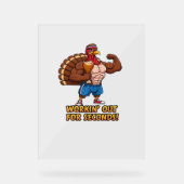 Muscular Turkey Gym Champion Funny Thanksgiving CL Acryl Bord (Voorkant)