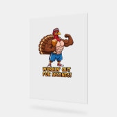 Muscular Turkey Gym Champion Funny Thanksgiving CL Acryl Bord (Hoek)
