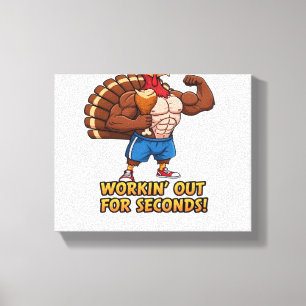 Muscular Turkey Gym Champion Funny Thanksgiving CL Canvas Afdruk