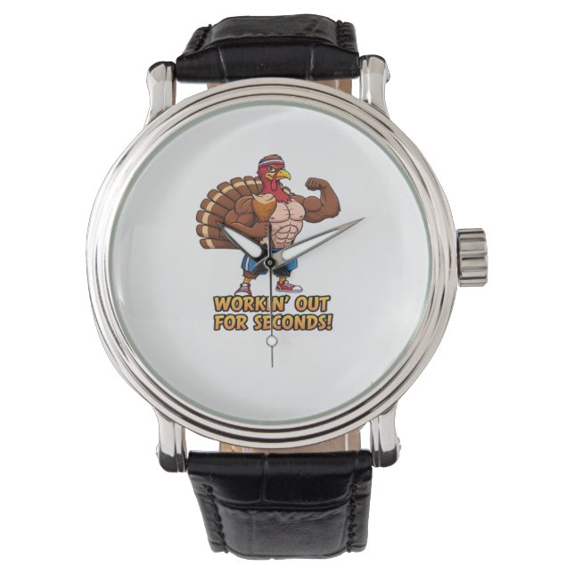 Muscular Turkey Gym Champion Funny Thanksgiving CL Horloge (Voorkant)