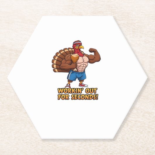 Muscular Turkey Gym Champion Funny Thanksgiving CL Kartonnen Onderzetters (Voorkant)