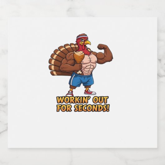 Muscular Turkey Gym Champion Funny Thanksgiving CL Sparkling Wijnetiket (Enkel label)