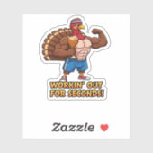 Muscular Turkey Gym Champion Funny Thanksgiving CL Sticker (Vel)