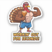 Muscular Turkey Gym Champion Funny Thanksgiving CL Sticker (Voorkant)