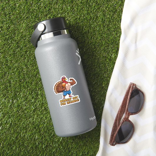 Muscular Turkey Gym Champion Funny Thanksgiving CL Sticker (HydroFlask Insitu)