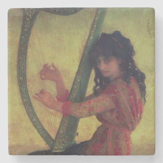 Muse afspelen van de Harp Stenen Onderzetter (Voorkant)