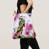 Muse in Bloom: Dual-Sided Graffiti Art Riso Tote Bag (Dichtbij)