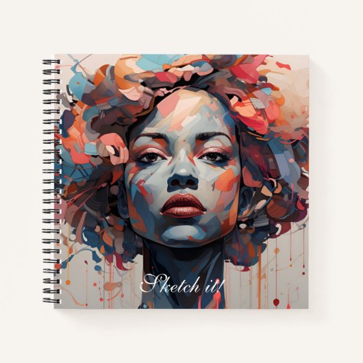 Muse in Lines: Artistiek Vrouw Schetsboek Notitieboek (Voorkant)