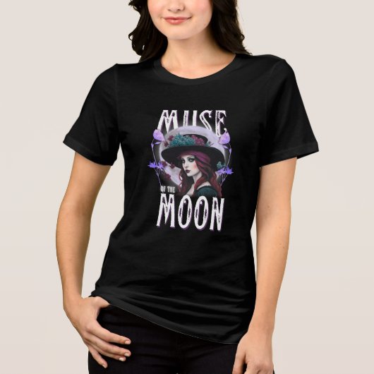 Muse of the Moon – Gothic Witchy Aesthetic Tri-Blend Shirt (Voorkant)