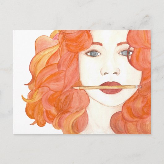 Muse Red-Haire Girl Briefkaart Artist (Voorkant)