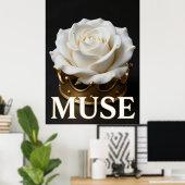 MUSE Witte Roos Gouden Mode Poster (Thuiskantoor)