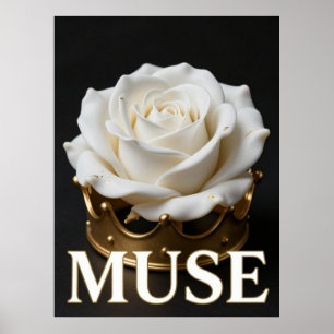 MUSE Witte Roos Gouden Mode Poster