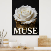MUSE Witte Roos Gouden Mode Poster (Keuken)
