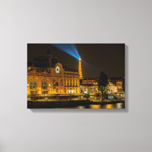 Musée d'Orsay in Parijs 's nachts Canvas Afdruk