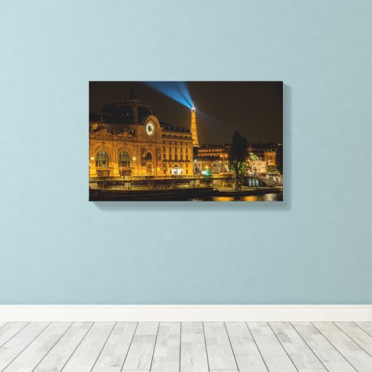 Musée d'Orsay in Parijs 's nachts Canvas Afdruk (Insitu (Houten vloer))