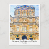 Musee du Louvre Paris Travel Waterverf met de hand Briefkaart (Voorkant)