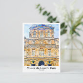 Musee du Louvre Paris Travel Waterverf met de hand Briefkaart (Staand voorkant)
