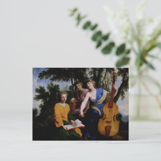 Muses Melpomene, Erato en Polymnia, 1652-55 Briefkaart (Staand voorkant)
