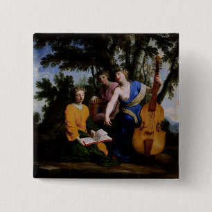 Muses Melpomene, Erato en Polymnia, 1652-55 Vierkante Button 5,1 Cm