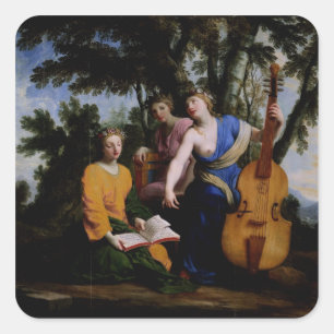 Muses Melpomene, Erato en Polymnia, 1652-55 Vierkante Sticker