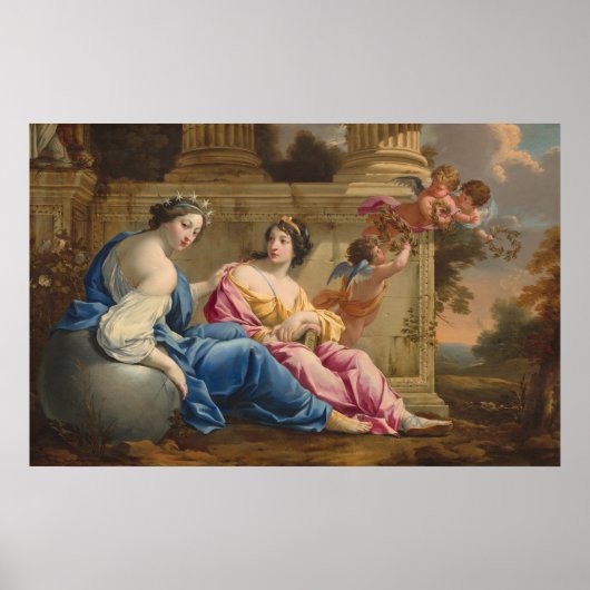 Muses Urania en Calliope - Simon Vouet Fine Art Poster (Voorkant)