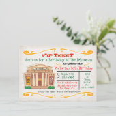 Museum Birthday Party Invitation Ticket Kaart (Staand voorkant)