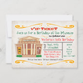Museum Birthday Party Invitation Ticket Kaart (Voorkant)