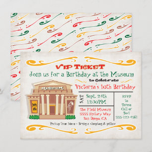 Museum Birthday Party Invitation Ticket Kaart