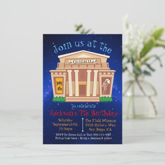 Museum Birthday Party Uitnodiging (Staand voorkant)