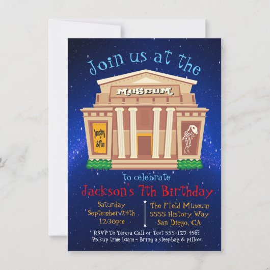 Museum Birthday Party Uitnodiging (Voorkant)