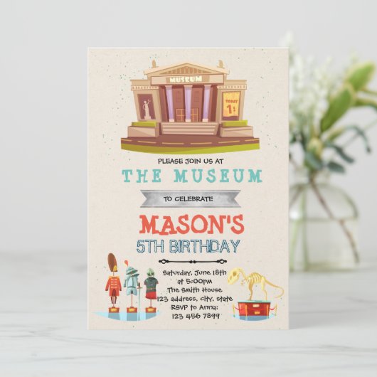 Museum Birthday Uitnodiging (Staand voorkant)