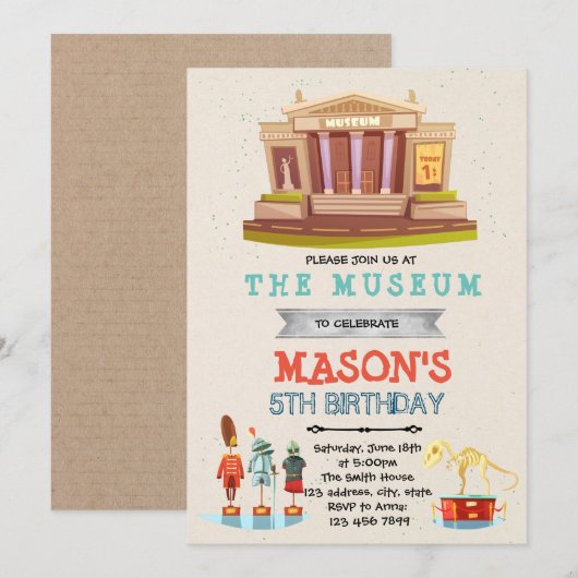 Museum Birthday Uitnodiging (Voorkant / Achterkant)