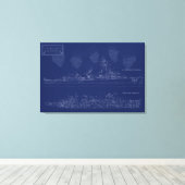 Museum Ship The Sullivans Blueprint with Brothers Canvas Afdruk (Insitu (Houten vloer))