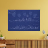 Museum Ship The Sullivans Blueprint with Brothers Canvas Afdruk (Insitu (Woonkamer))