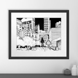Museum Skyline Reis Schets van NYC Midtown Poster