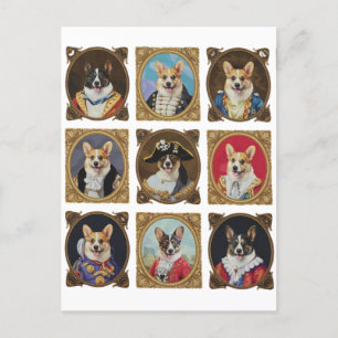  Museummuur, Hilarische Corgi Hondenportretten Briefkaart