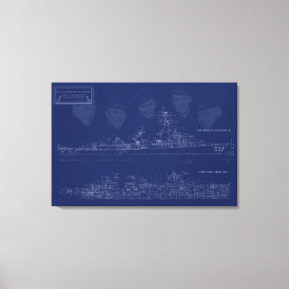 Museumschip The Sullivans-blauwdruk met broers Canvas Afdruk