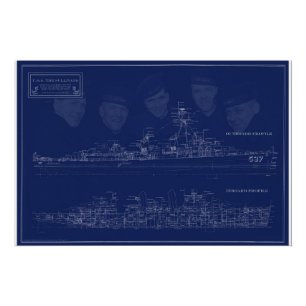Museumschip The Sullivans Blauwdruk met Broers Perfect Poster