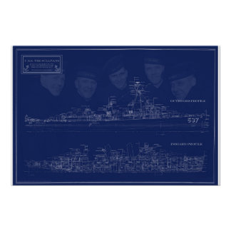 Museumschip The Sullivans Blauwdruk met Broers Perfect Poster