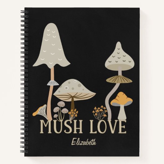 Mush love schattige paddenstoelen aardetint mycolo notitieboek (Voorkant)