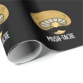 Mush-tache Funny Moustach Mushroom Pun Dark BG Cadeaupapier (Rol Hoek)