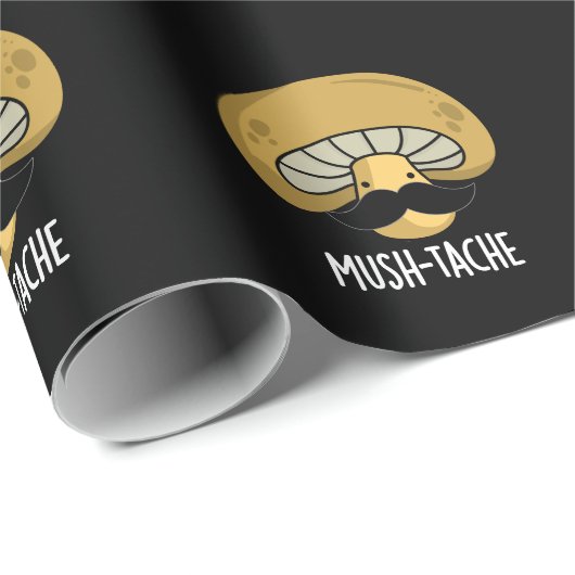 Mush-tache Funny Moustach Mushroom Pun Dark BG Cadeaupapier (Rol Hoek)