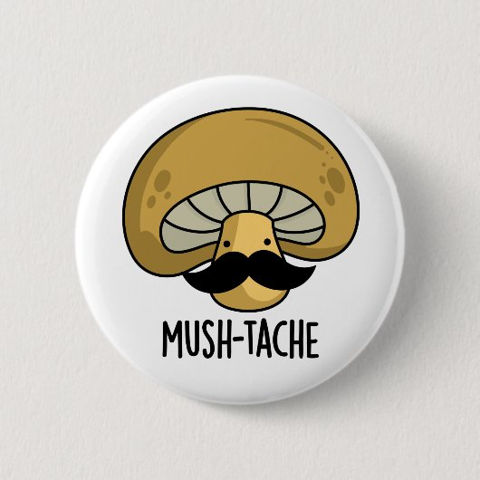 Mush-tache Grappige Moustach Mushroom Pun Ronde Button 5,7 Cm (Voorkant)