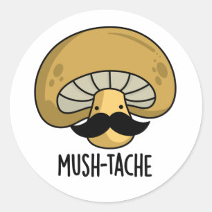 Mush-tache Grappige Moustach Mushroom Pun Ronde Sticker