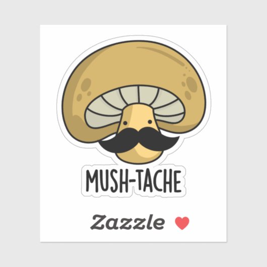 Mush-tache Grappige Moustach Mushroom Pun Sticker (Vel)