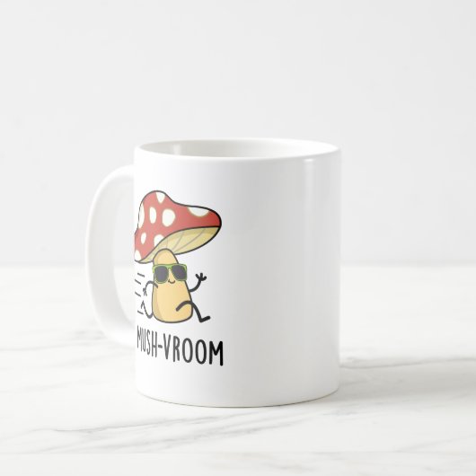 Mush-vroom Funny Fast Mushroom Pun Koffiemok (Voorkant links)