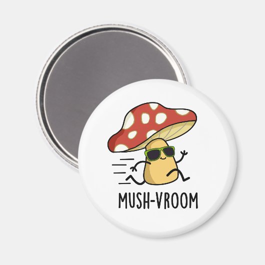 Mush-vroom Funny Fast Mushroom Pun Magneet (Voorkant / Achterkant)