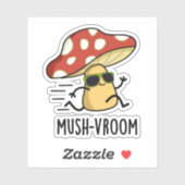 Mush-vroom Funny Fast Mushroom Pun Sticker (Vel)