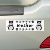 "Musher" Malamute en Husky Sled Dogs Bumpersticker (Op auto)