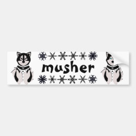 "Musher" Malamute en Husky Sled Dogs Bumpersticker